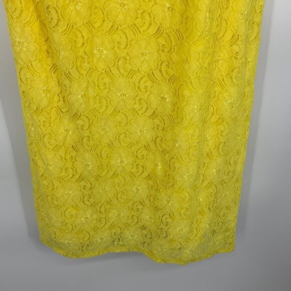 Revolve NSR Dress Midi Yellow Lace Floral Twist Front Sleeveless - Picture 13 of 16